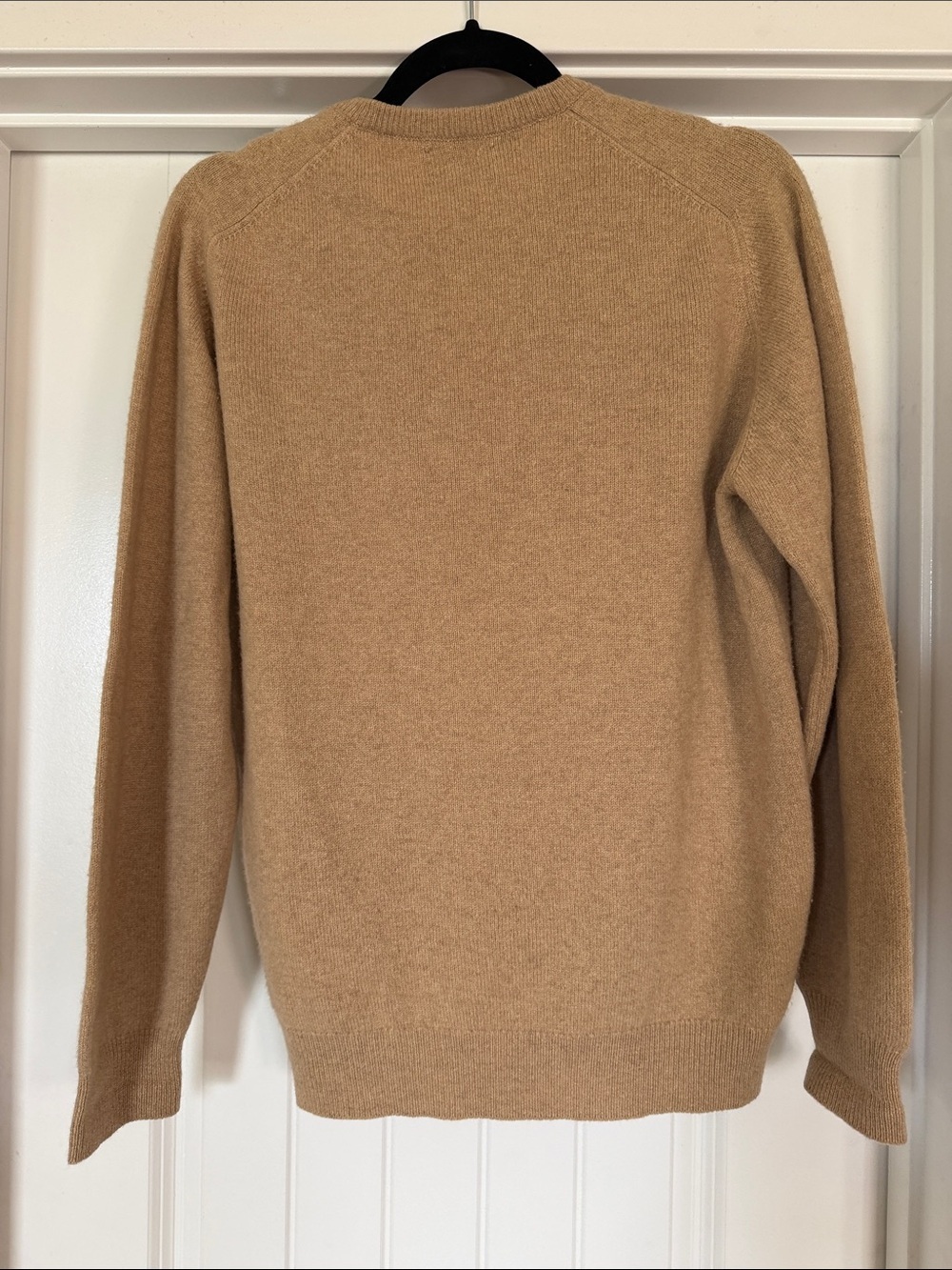 Lands' End 100% Cashmere V-Neck Sweater Camel Made in Scotland Men M / Women L - Picture 4 of 4